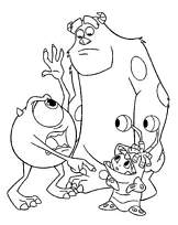 coloriage la fillette et les deux monstres